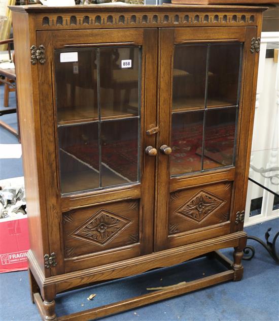 A small leaded bookcase, W.81cm